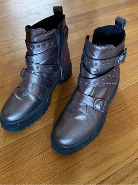 Harley-Davidson Brown Studded Leather Heeled Boots